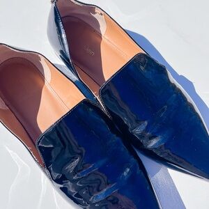 Calvin Klein Women's Glossy Navy Patent Pointed Flats